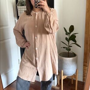 MYSAYANG Lagenlook Buttoned Front 100% Cotton Minimalist Tunic. OS